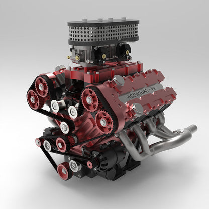 ENJOMOR V8 GS-V8 PRO 78cc DOHC Gasoline Engine with Starter Kit and Base - One Key Start