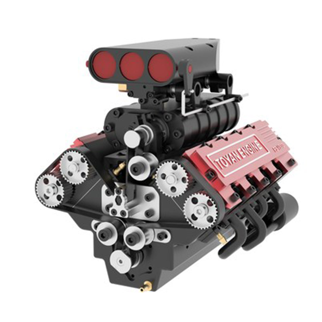TOYAN V8 Engine FS-V800 28cc Engine Model Kit with Supercharger Accessories That Works